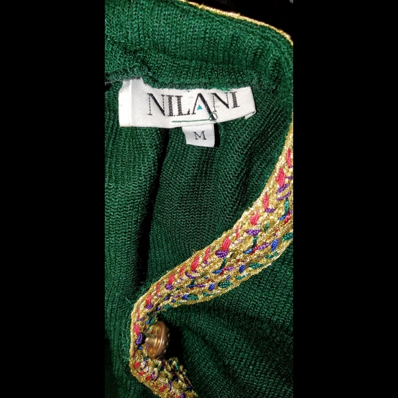 True Vintage NILANI Cardigan Sweater Jewel Buttons Metallic Embroidery Sz M - Picture 12 of 14
